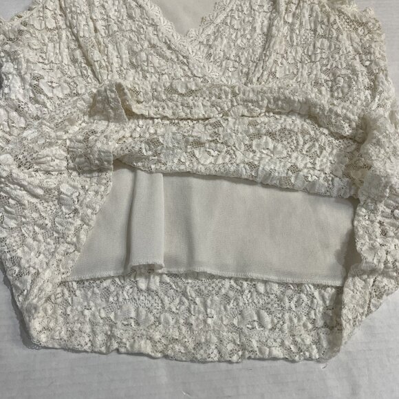 Vintage Y2K Babydoll Top Womens XL White Sheer Lace Sleeveless Coquette Fairy - Picture 10 of 10